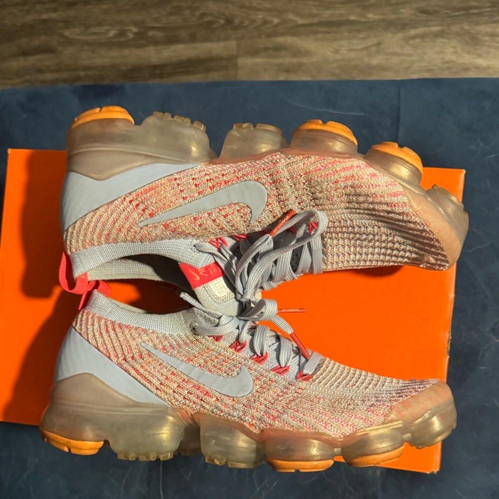 Nike Women's Air VaporMax Flyknit 3 Running Shoes Blue Orange AJ6910-400 - Picture 10 of 12